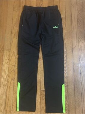 Spalding Black Track Pants with Neon Green Accents